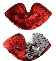 Аппликации пришивные с пайетками "Губы", цвет: красный, 9,5х5,5 см, 20 штук (количество товаров в комплекте: 20)