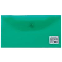 Папка-конверт с кнопкой "Brauberg", 250x135 мм, 150 мкм, цвет тонированный зеленый