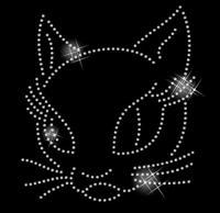 Термоаппликации из страз "Кошка", цвет: октагон серебро, 13х15 см, 5 штук, арт. ТЕР.145 (количество товаров в комплекте: 5)