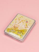 Зеркало косметическое "Milky Tea", с блестками, складное, цвет желтый