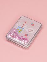 Зеркало косметическое "Milky Tea", с блестками, складное, цвет розовый