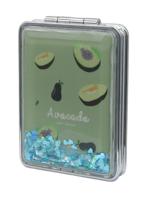 Зеркало косметическое "Авокадо Green", с блестками, складное, прямоугольное