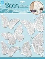 Наклейки для интерьера "Мерцающие бабочки", цвет: белый