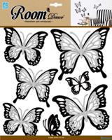 Наклейки для интерьера "Многослойные бабочки с блестками", 32 см