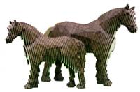 Деревянный конструктор с набором карандашей Uniwood "Лошадь с жеребенком"