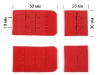 Застежка с крючками 3x2 для бюстгальтера, 3 см, цвет: SD163 красный, 100 штук