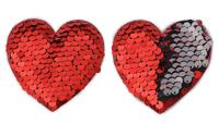 Аппликации пришивные с пайетками "Сердце", цвет: красный, 6,5х6 см, 20 штук, арт.TBY.2188