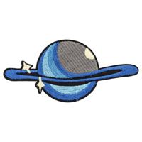Термоаппликация "Серо-голубая планета с синим кольцом", 11x5,2 см