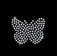 Термоаппликация из страз "Бабочка маленькая", 4х3 см, цвет: кристалл, 5 штук, арт. ТЕР.181