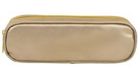 Пенал-косметичка "Brauberg. Sparkle", на молнии, мягкий, 22х4x7 см, цвет золотистый