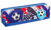 Пенал "Football", 1 отделение, полиэстер, цвет синий, 19х4х6 см