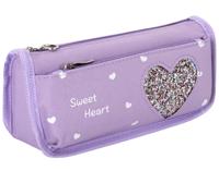 Пенал-косметичка "Heart", 2 отделения, полиэстер, цвет фиолетовый, 21х6х9 см