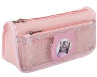 Пенал-косметичка "Kitty", 2 отделения, полиэстер, цвет розовый, 21х6х9 см