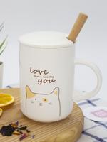 Кружка "Котик. Love You", с крышкой и ложечкой, 420 мл, цвет белый
