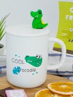 Кружка "Крокодильчик. Cool Crocodile", с крышкой и ложкой, 350 мл, цвет белый