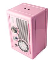 Копилка сейф с ключом Радио-ретро розовый Эврика