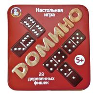 2990 Игра настольная деревянная "Домино" (жестяная коробочка) арт.02990
