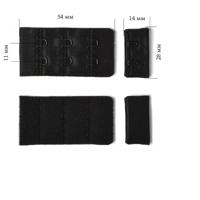 Застежка с крючками 3x2 для бюстгальтера, 2,8 см, цвет: 170 черный, 10 штук (количество товаров в комплекте: 10)