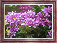Рисунок для вышивки лентами "Розовые хризантемы", 24,5х18 см, арт. КЛ-4028
