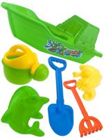 Набор для песочницы "IQ Baby Sand Summer" (кораблик, 2 формочки, лопатка, грабли, лейка), цвет: зеленый