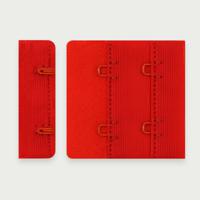 Текстильная застежка для бюстгальтера с крючками 2x2, 44 мм, цвет: 100 красный, арт. 1842 (количество товаров в комплекте: 25)