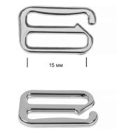 Крючок для бюстгальтера металл, 15 мм, цвет: никель, 50 штук, арт. TBY-1.1262
