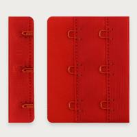 Текстильная застежка для бюстгальтера с крючками 3x2, 57 мм, цвет: 100 красный, арт. 2494 (количество товаров в комплекте: 25)