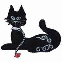 Термоаппликация вышитая "Кошка", 1 штука, черный, 11,3x10 см