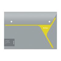 Папка-конверт на 2 кнопках "xProject", А4, серая/желтая, 300 мкм