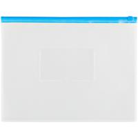 Папка-конверт на молнии "OfficeSpace", A4, прозрачная, 150 мкм, молния синяя
