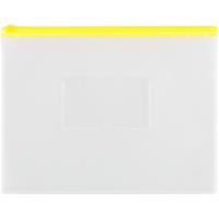 Папка-конверт на молнии "OfficeSpace", A4, прозрачная, 150 мкм, молния желтая
