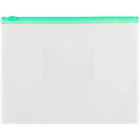 Папка-конверт на молнии "OfficeSpace", A5, прозрачная, 150 мкм, молния зеленая