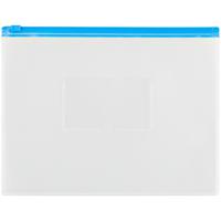 Папка-конверт на молнии "OfficeSpace", A5, прозрачная, 150 мкм, молния синяя