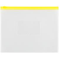 Папка-конверт на молнии "OfficeSpace", A5, прозрачная, 150 мкм, молния желтая