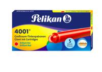 Набор картриджей для перьевых ручек Pelikan INK 4001 GTP/5 "Brilliant Red", 5 штук