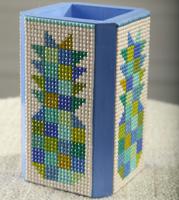 Набор алмазной мозаики "Стакан скошенный. Ананасы", 5х5х11 см, 13 цветов