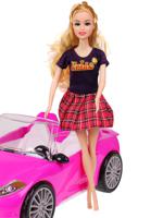 Инерционная машинка "Розовый кабриолет с куклой", 30x15,5x13 см