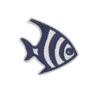 Термоаппликация "Морская рыбка", белый, синий, 5x5.8 см