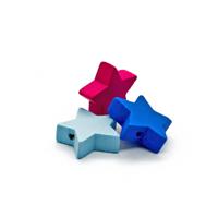 Бусины деревянные "Цветные звездочки", 20 мм, 20 г, цвет сине-розовый микс, арт. 4AR2001