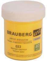 Гуашь художественная "Brauberg Art. Classic", баночка 40 мл, цвет желтый светлый