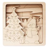 Панно для раскраски "Снеговик и елка", 140х185 мм