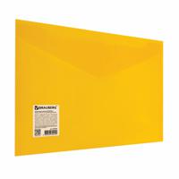 Папка-конверт с кнопкой "Brauberg", А4, до 100 листов, цвет непрозрачная желтая, сверхпрочная, 0,2 мм