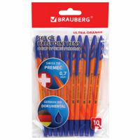 Ручки шариковые "Ultra Orange", цвет чернил синий, 10 штук, корпус оранжевый, узел 0,7 мм