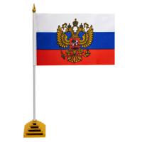 Флаг России, настольный, 14х21 см, с гербом РФ