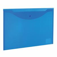 Папка-конверт с кнопкой "Staff", А3 (300х430 мм), прозрачная, 0,15 мм, цвет синий