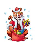 Силиконовая новогодняя наклейка "Подарки от тигра", 33x33 см