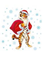 Силиконовая новогодняя наклейка "Милый тигр", 25x25 см
