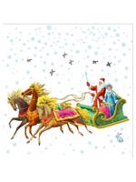 Силиконовая новогодняя наклейка "Дед Мороз в санях", 33x33 см