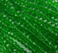 Бусины хрустальные, зелёный прозрачный, 3x4 мм, 70-75 штук, арт. БП021НН34