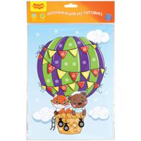 Аппликация из пуговиц "Воздушный шар", с раскраской, 21x29,5 см